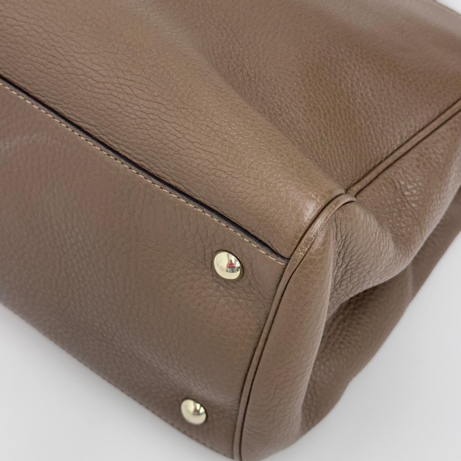 Gucci Bamboo Borsa Shopper Taupe in Pelle con Tracolla