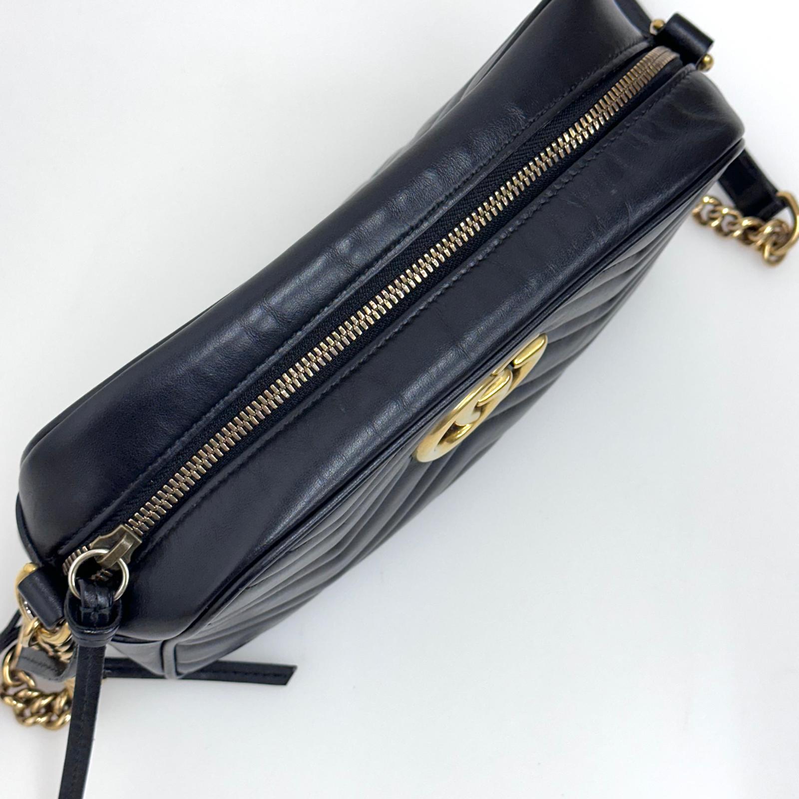 Gucci Borsa Camera GG a Tracolla Marmont Matelassé Nera Small