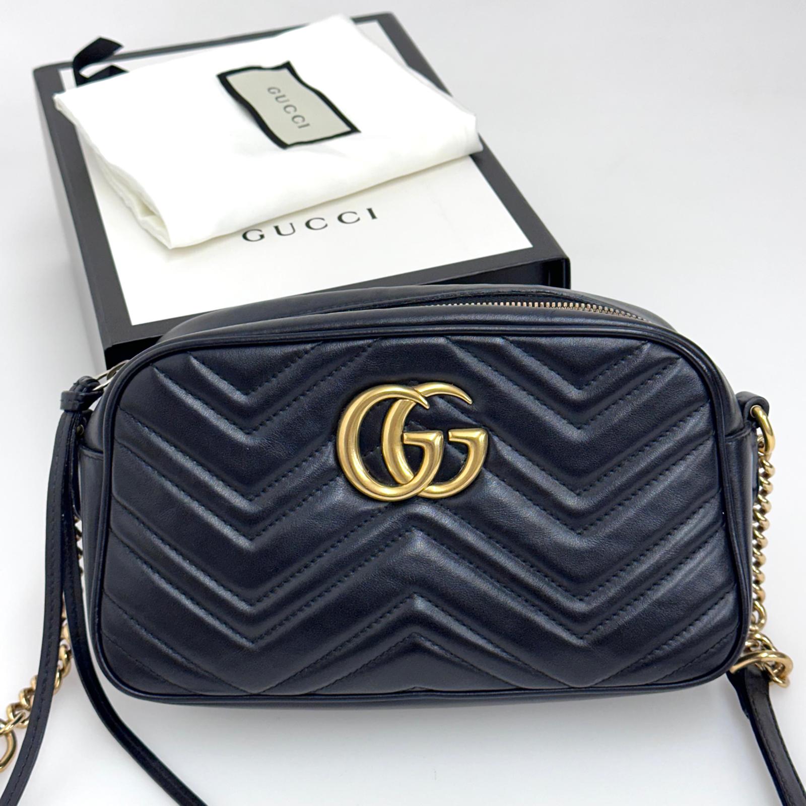 Gucci Borsa Camera GG a Tracolla Marmont Matelassé Nera Small