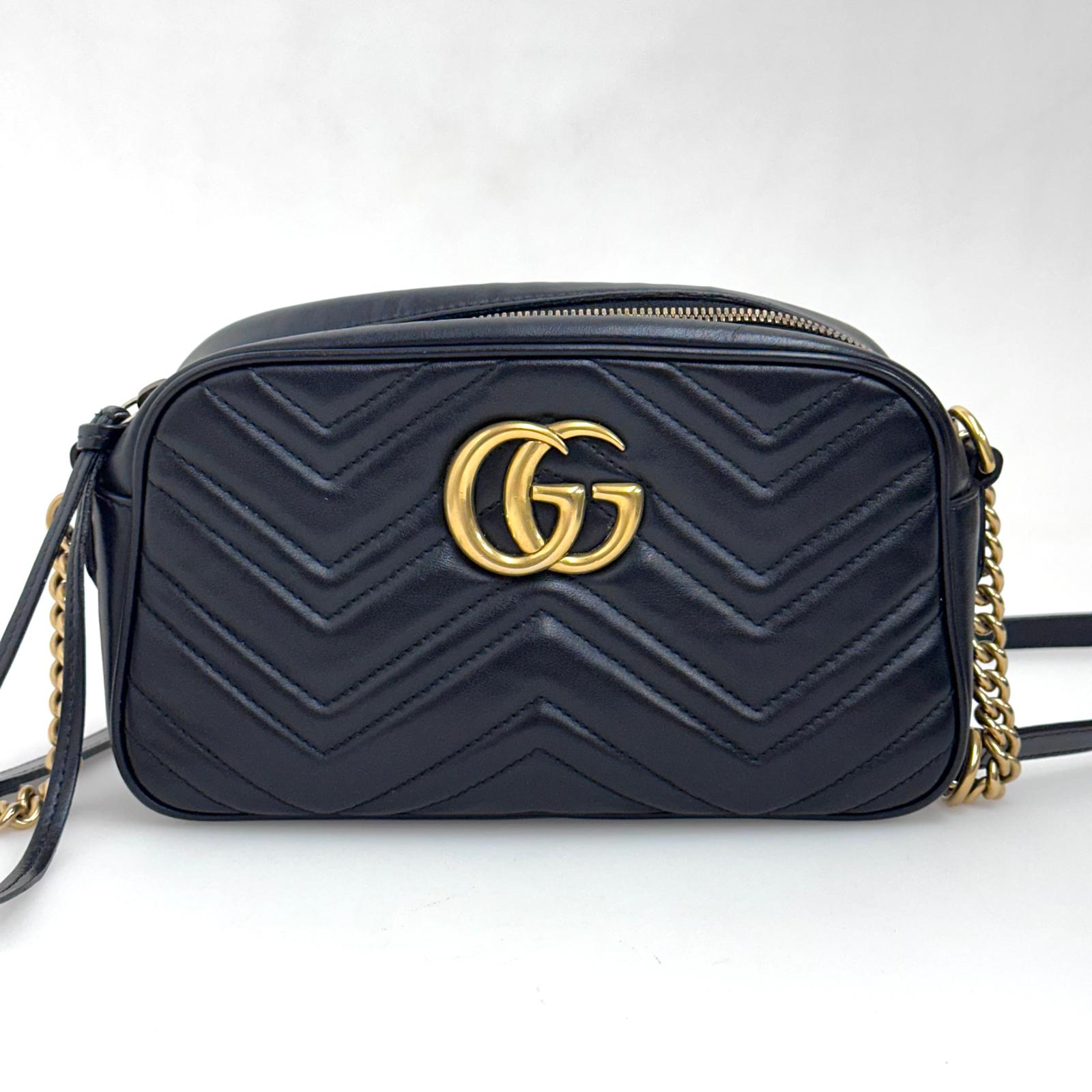 Gucci Borsa Camera GG a Tracolla Marmont Matelassé Nera Small
