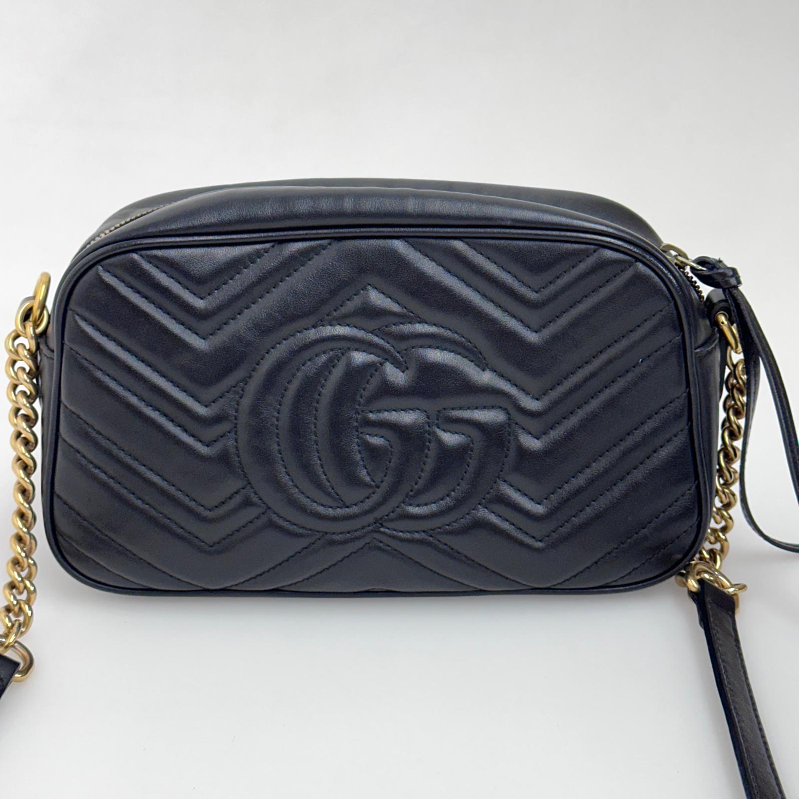 Gucci Borsa Camera GG a Tracolla Marmont Matelassé Nera Small