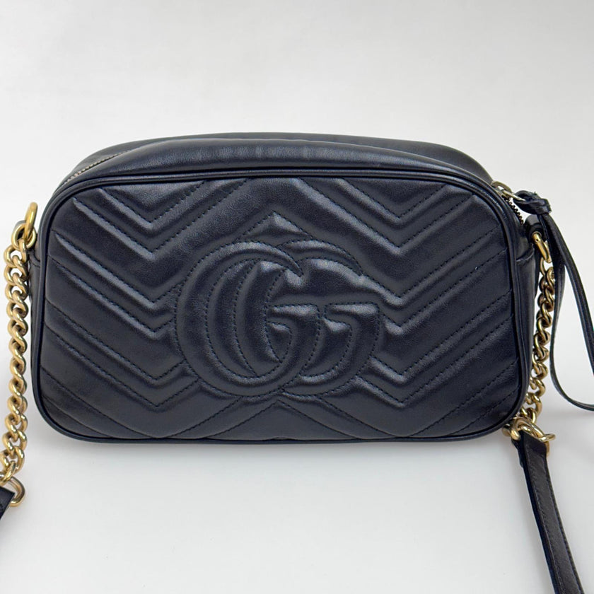 Gucci Borsa Camera GG a Tracolla Marmont Matelassé Nera Small