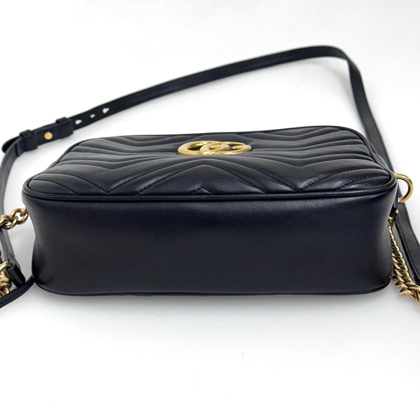 Gucci Borsa Camera GG a Tracolla Marmont Matelassé Nera Small