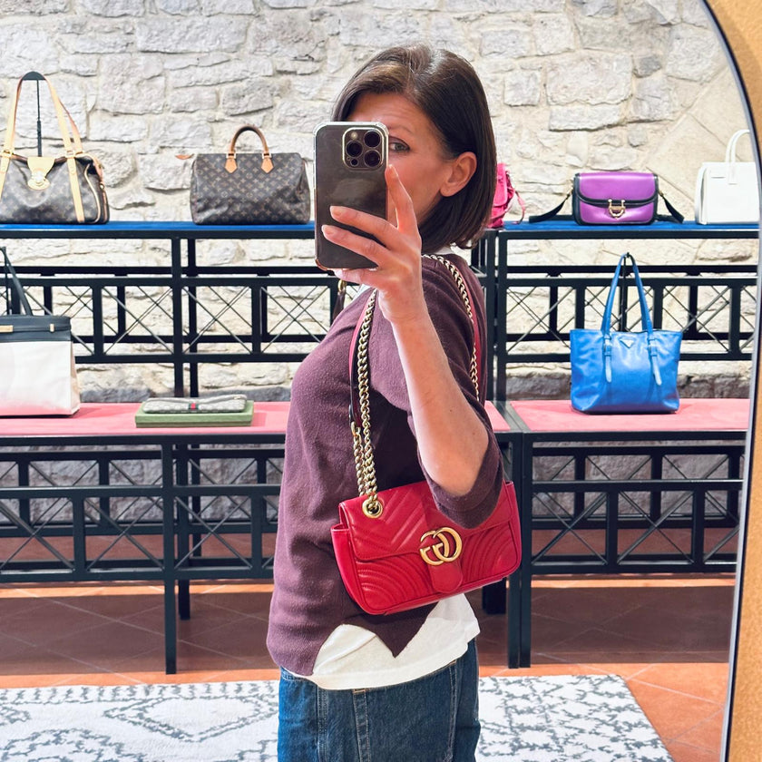Gucci Borsa GG Marmont Piccola Matelassé Pelle Rossa