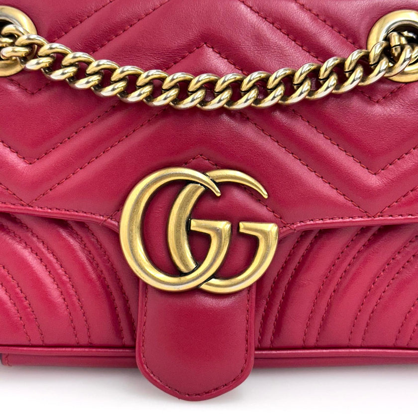 Gucci Borsa GG Marmont Piccola Matelassé Pelle Rossa