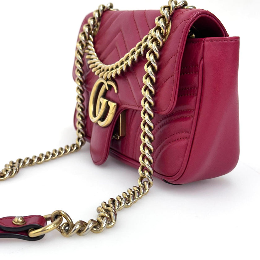Gucci Borsa GG Marmont Piccola Matelassé Pelle Rossa