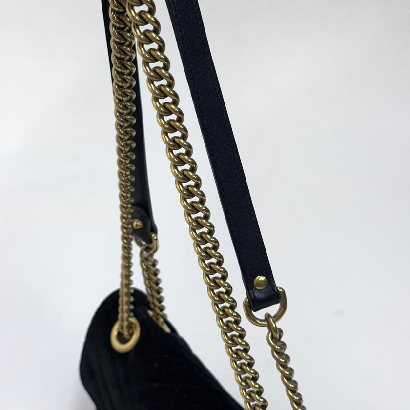 Gucci Borsa GG Marmont Small in Velluto Nero
