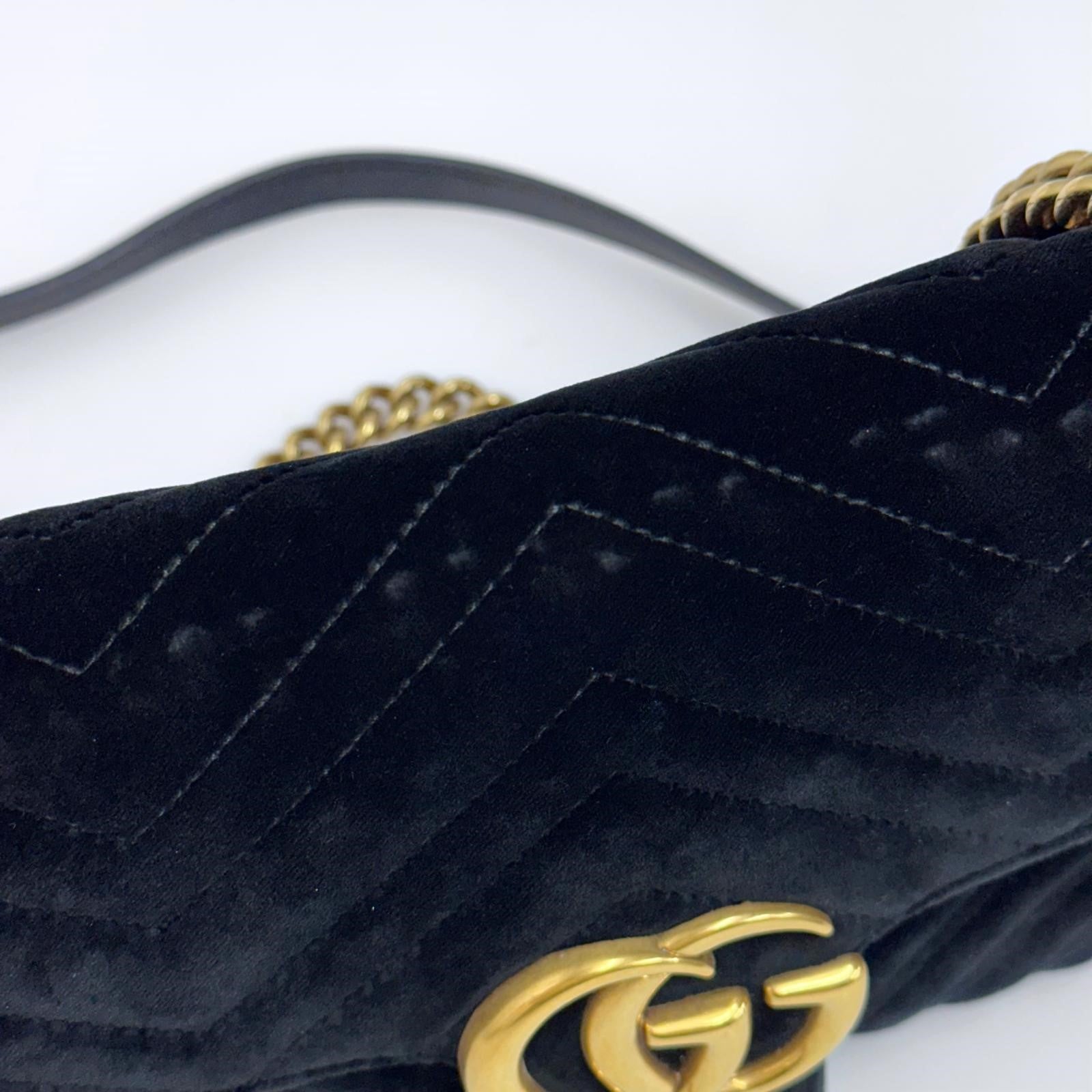 Gucci Borsa GG Marmont Small in Velluto Nero