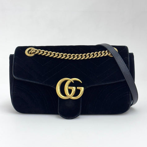 Gucci Borsa GG Marmont Small in Velluto Nero