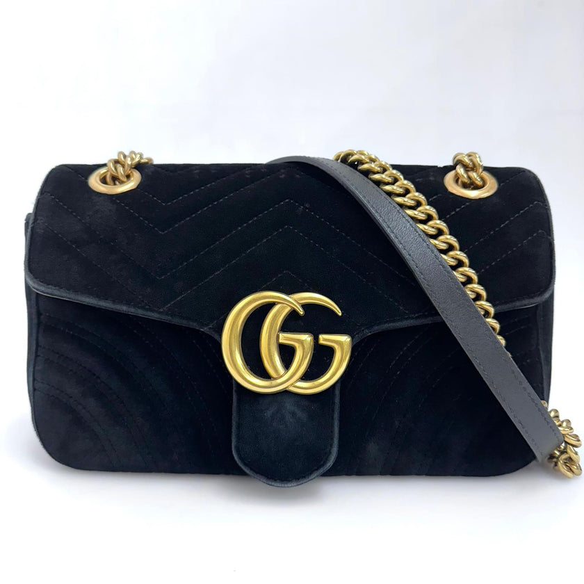 Gucci Borsa GG Marmont Small in Velluto Nero