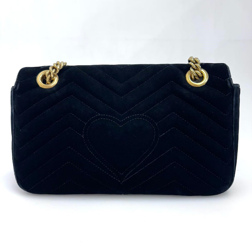 Gucci Borsa GG Marmont Small in Velluto Nero