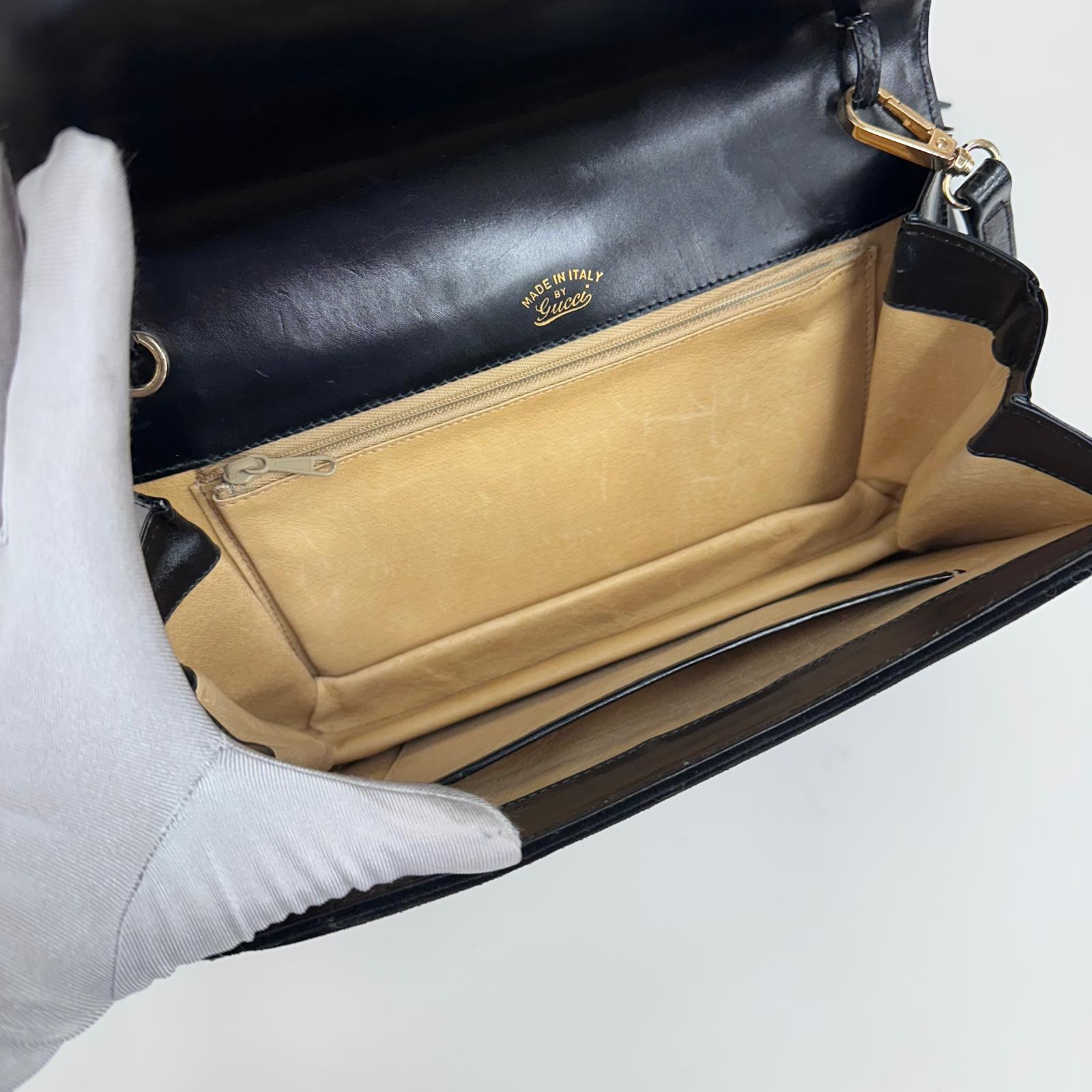 Gucci Borsa Horsebit 1955 in suede nero e pelle anni ’80-‘90