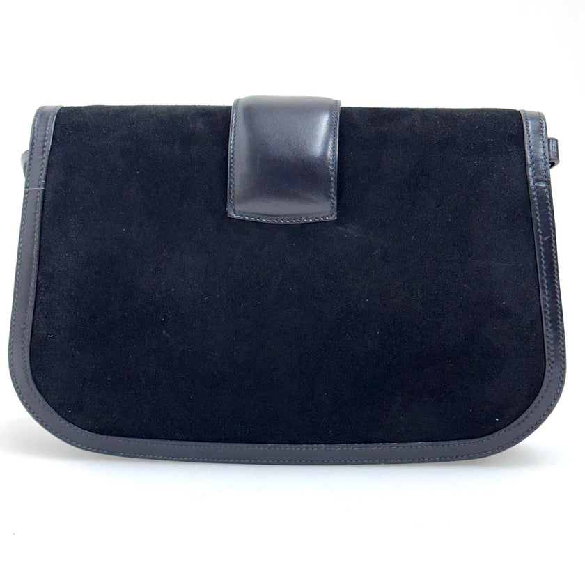 Gucci Borsa Horsebit 1955 in suede nero e pelle anni ’80-‘90