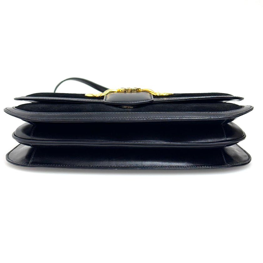 Gucci Borsa Horsebit 1955 in suede nero e pelle anni ’80-‘90