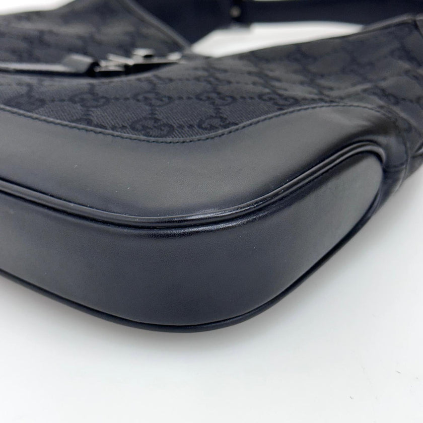 Gucci Borsa Jackie GG Canvas nera con finiture in pelle