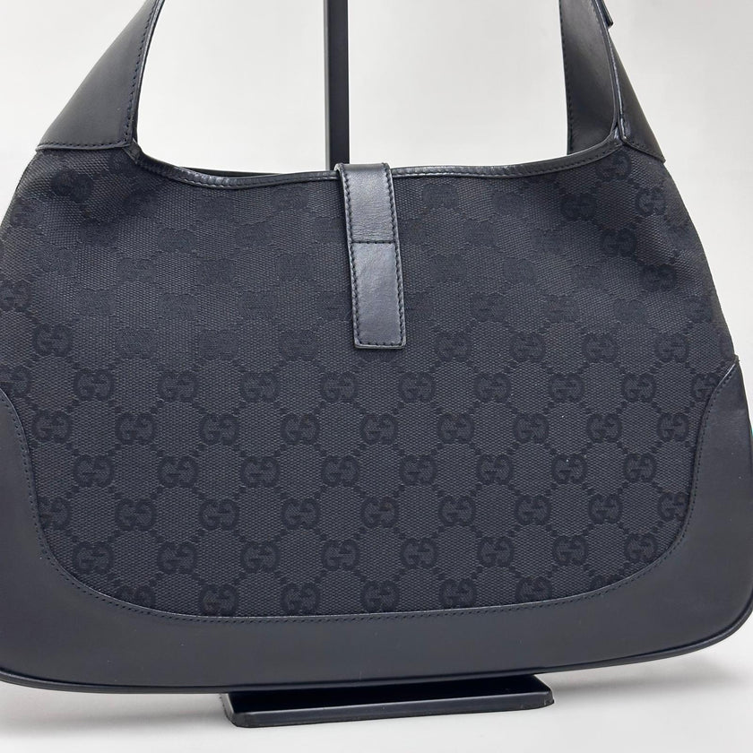 Gucci Borsa Jackie GG Canvas nera con finiture in pelle