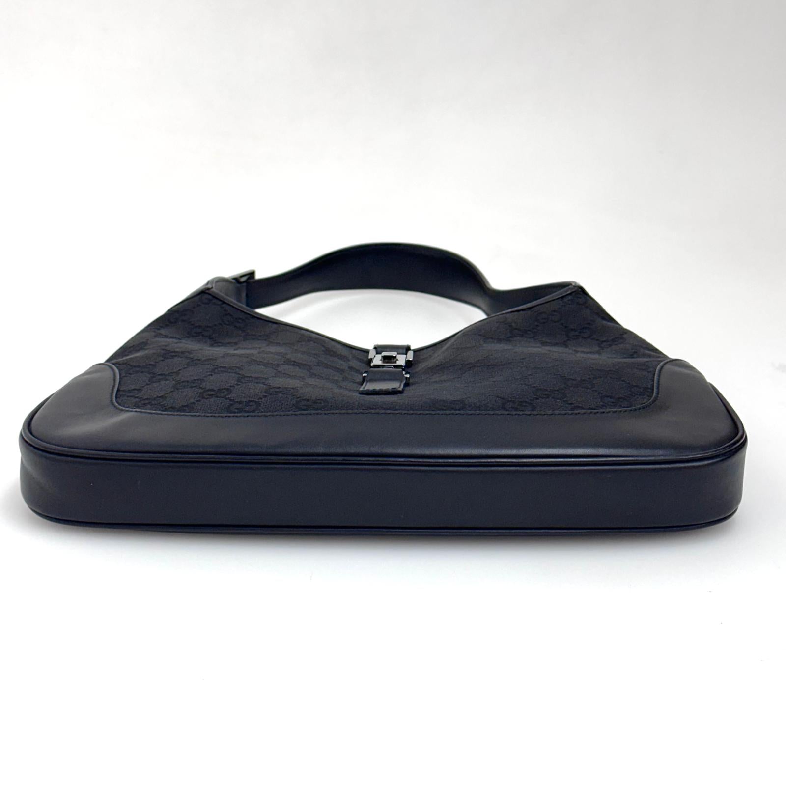 Gucci Borsa Jackie GG Canvas nera con finiture in pelle