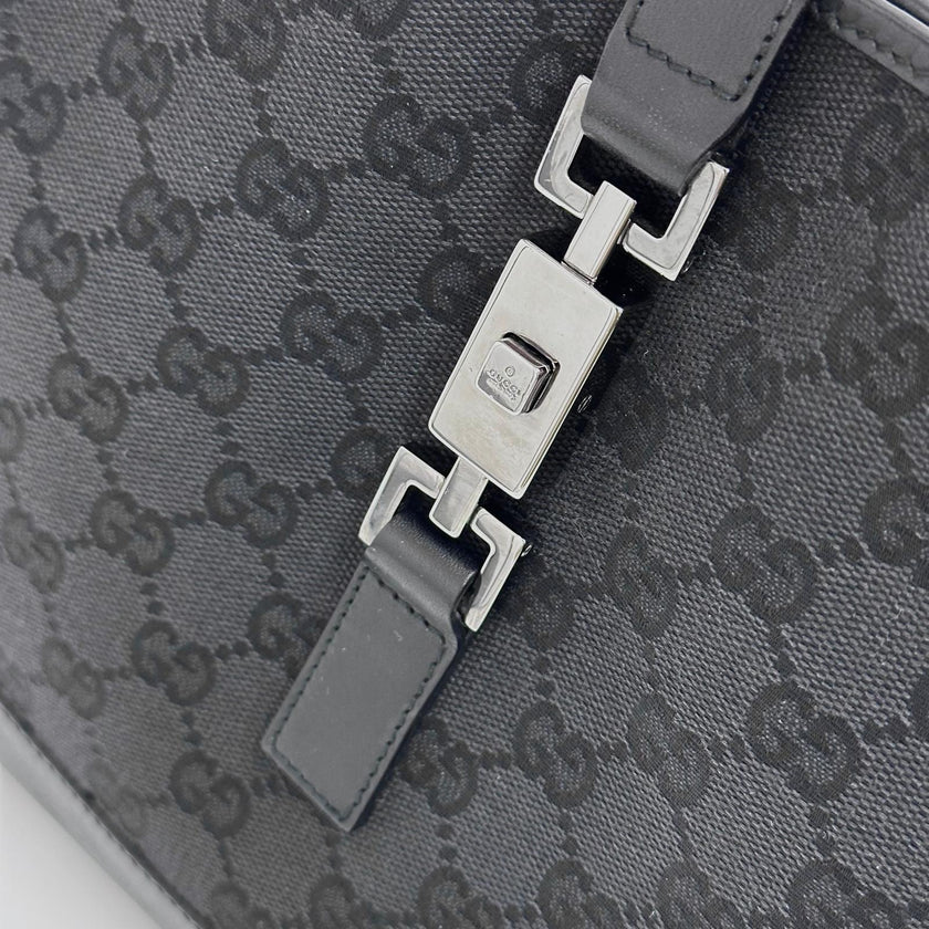 Gucci Borsa Jackie GG Canvas nera con finiture in pelle