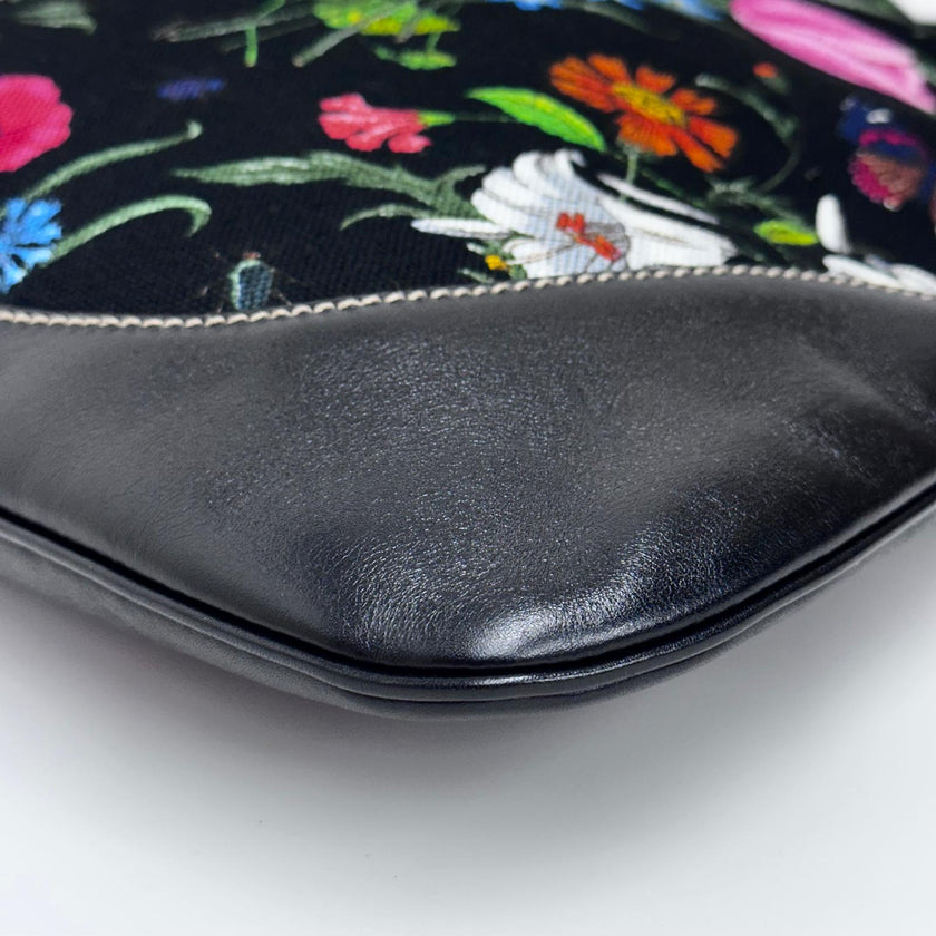Gucci Borsa Jackie Maxi in tela Flora e pelle nera
