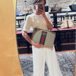Gucci Borsa Maxi Pochette GG Supreme con Web Verde e Rosso