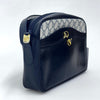 Gucci Borsa Messenger Horsebit Vintage in Tela GG Supreme e Pelle Blu