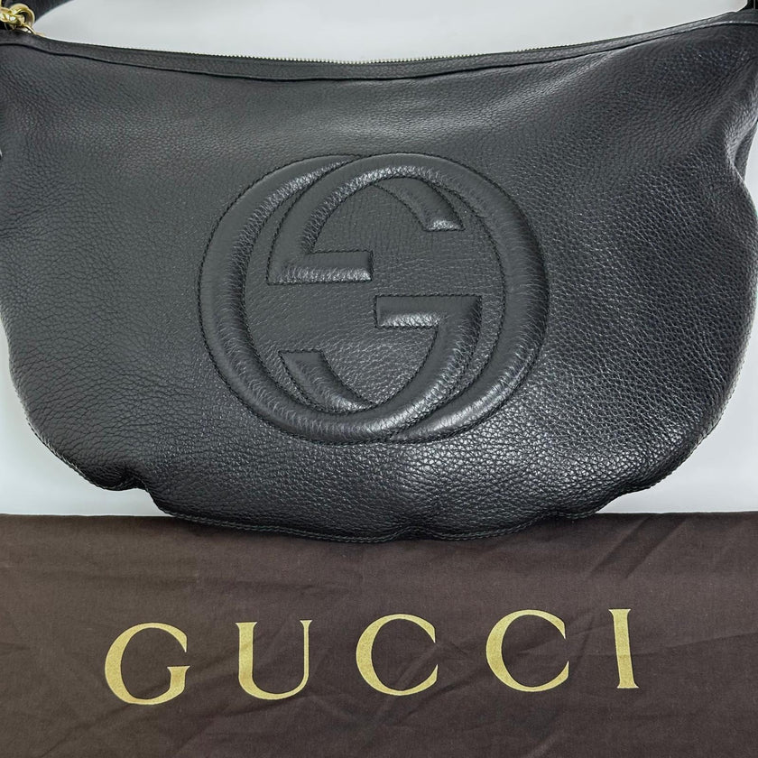 Gucci Borsa Soho Disco Bag in Pelle Martellata Nera