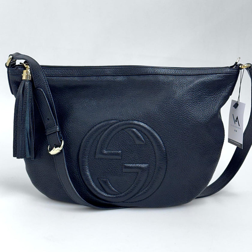 Gucci Borsa Soho Disco Bag in Pelle Martellata Nera