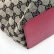 Gucci Borsa Tote GG Canvas beige e blu con pelle rossa