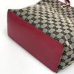 Gucci Borsa Tote GG Canvas beige e blu con pelle rossa