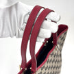 Gucci Borsa Tote GG Canvas beige e blu con pelle rossa