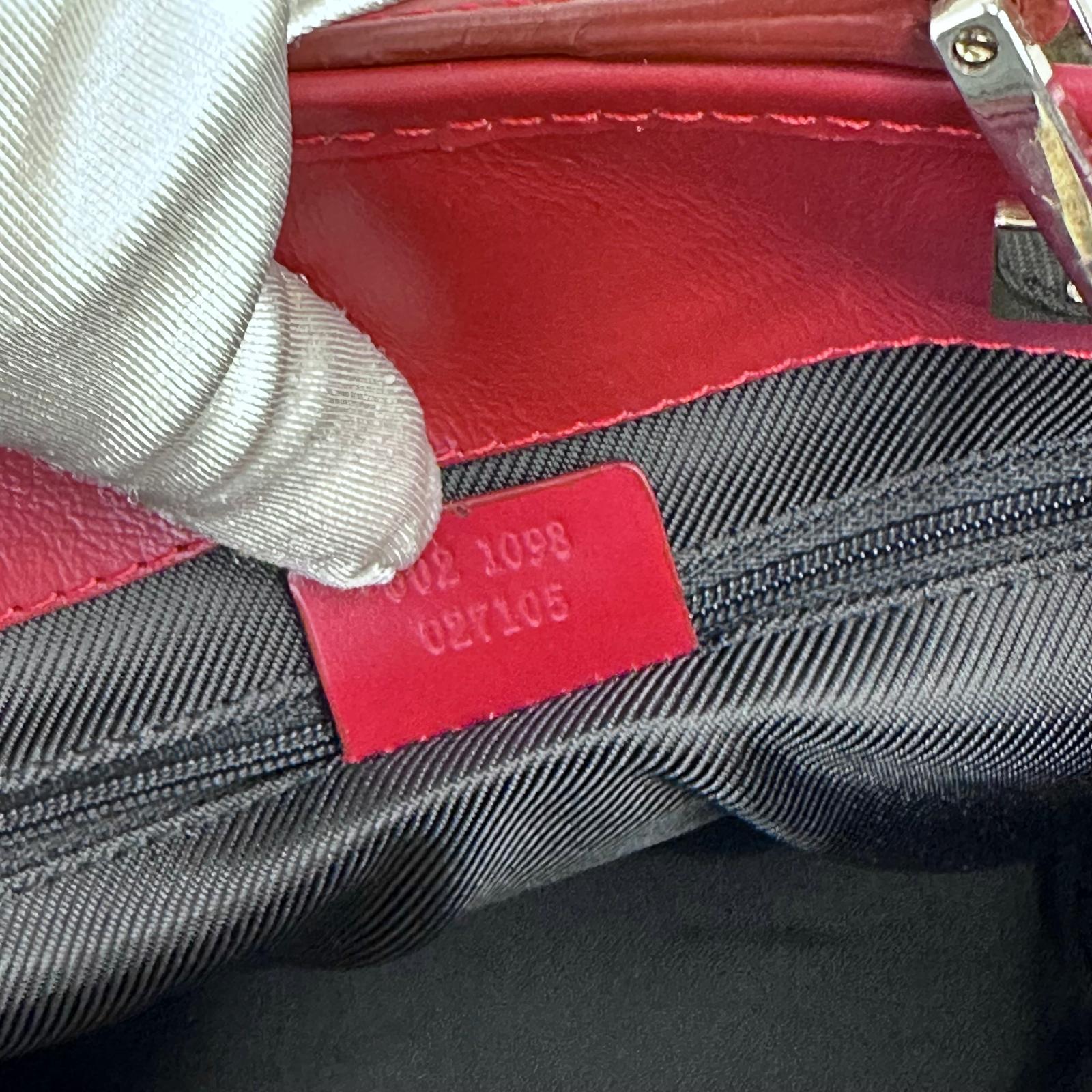 Gucci Borsa Tote GG Canvas beige e blu con pelle rossa