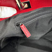 Gucci Borsa Tote GG Canvas beige e blu con pelle rossa