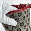 Gucci Borsa Tote GG Canvas beige e blu con pelle rossa