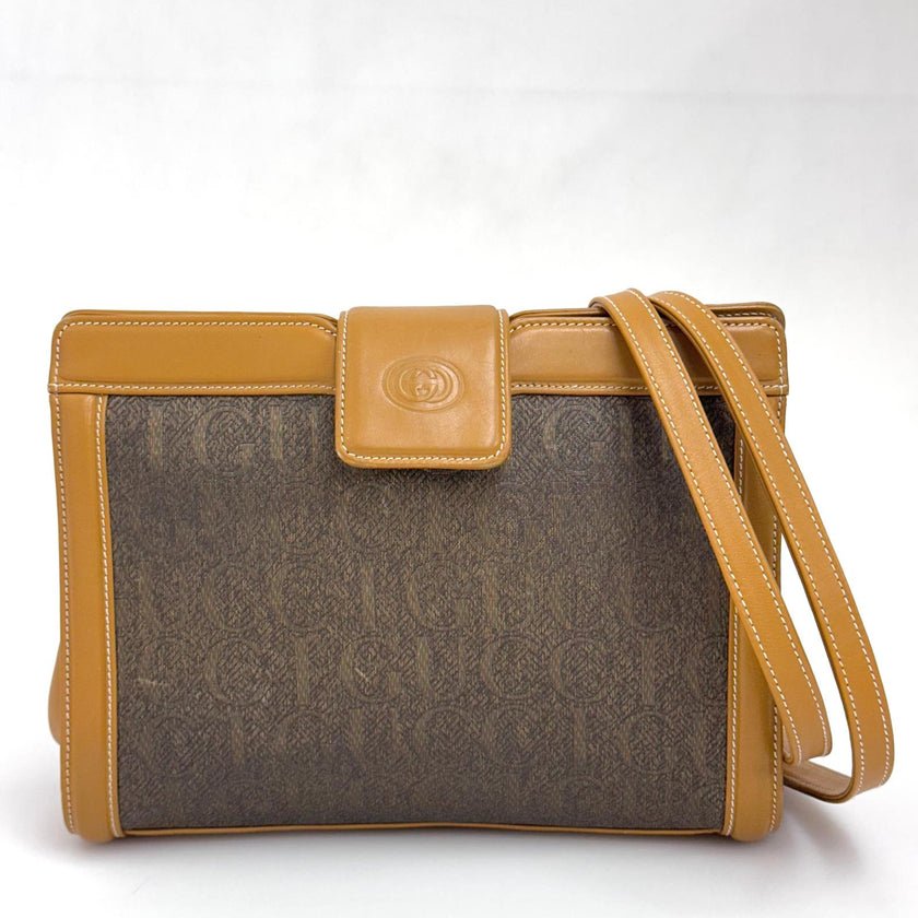 Gucci Borsa Tracolla Vintage anni ’70-’80 in Tela GG e Pelle