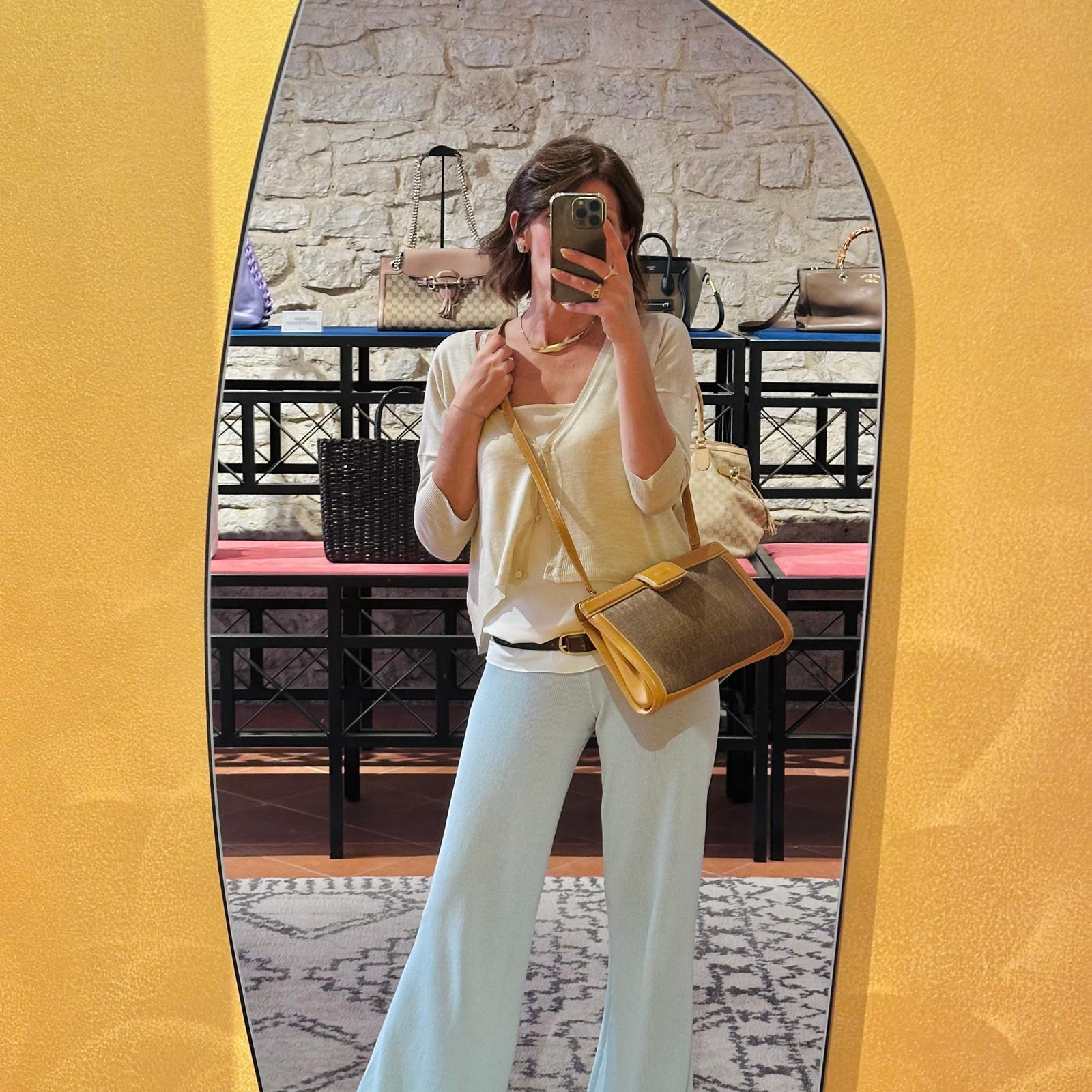 Gucci Borsa Tracolla Vintage anni ’70-’80 in Tela GG e Pelle