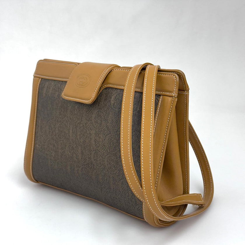 Gucci Borsa Tracolla Vintage anni ’70-’80 in Tela GG e Pelle