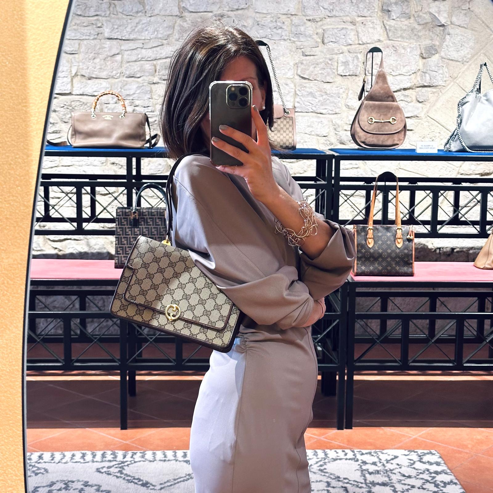 Gucci Borsa Vintage GG Supreme Interlocking  beige