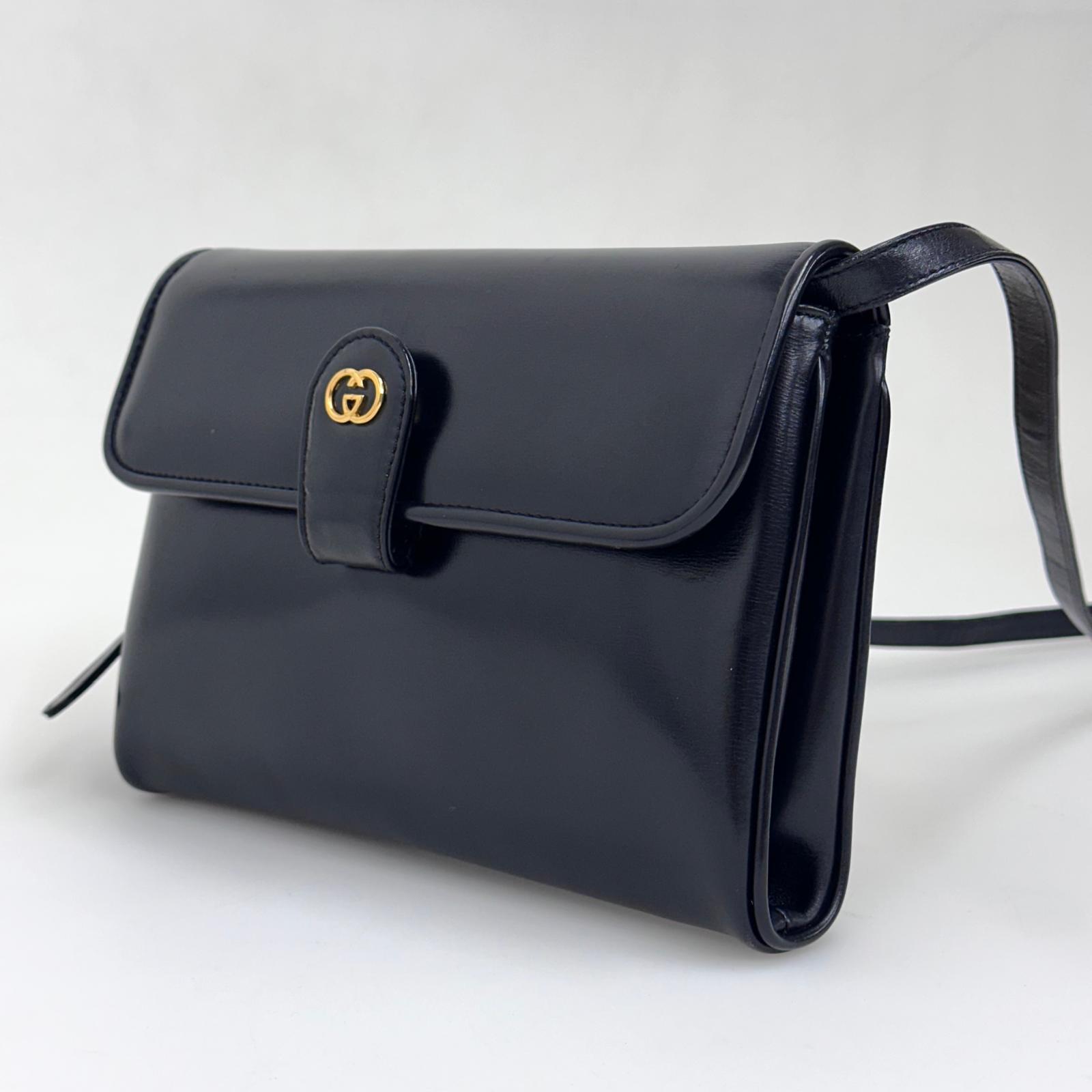 Gucci Borsa Vintage a Spalla in Pelle Nera