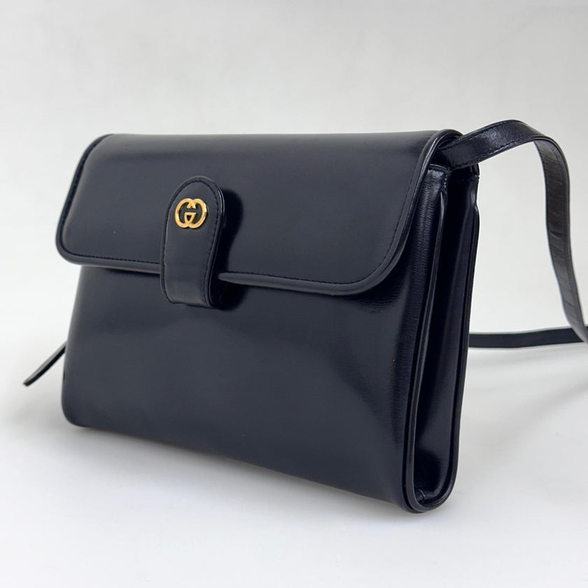 Gucci Borsa Vintage a Spalla in Pelle Nera