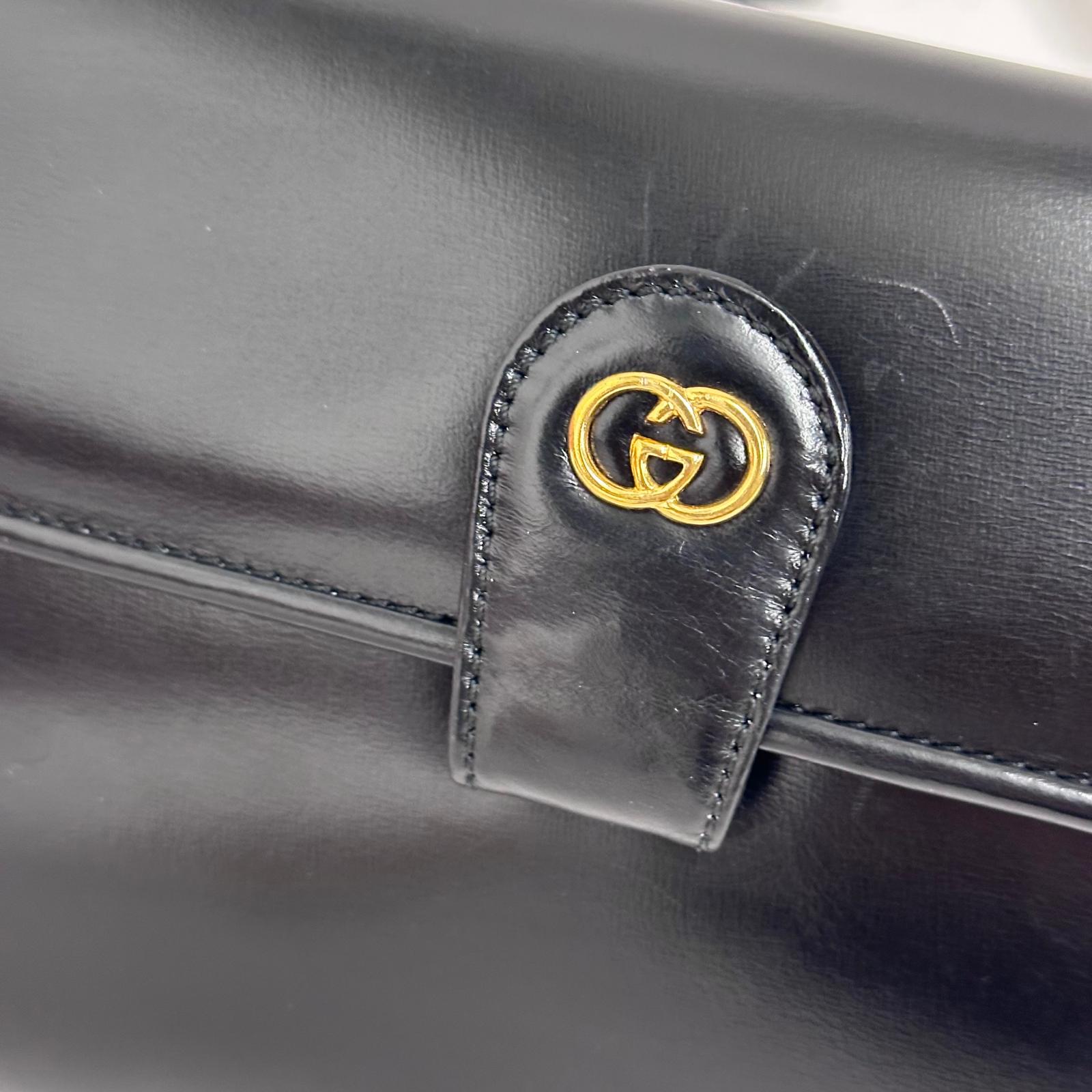 Gucci Borsa Vintage a Spalla in Pelle Nera