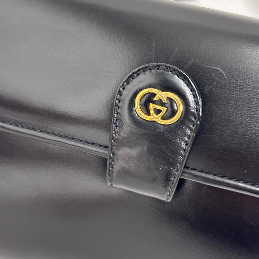 Gucci Borsa Vintage a Spalla in Pelle Nera