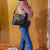 Gucci Borsa Vintage a Spalla in Pelle Nera con Fascia Web