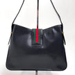 Gucci Borsa Vintage a Spalla in Pelle Nera con Fascia Web