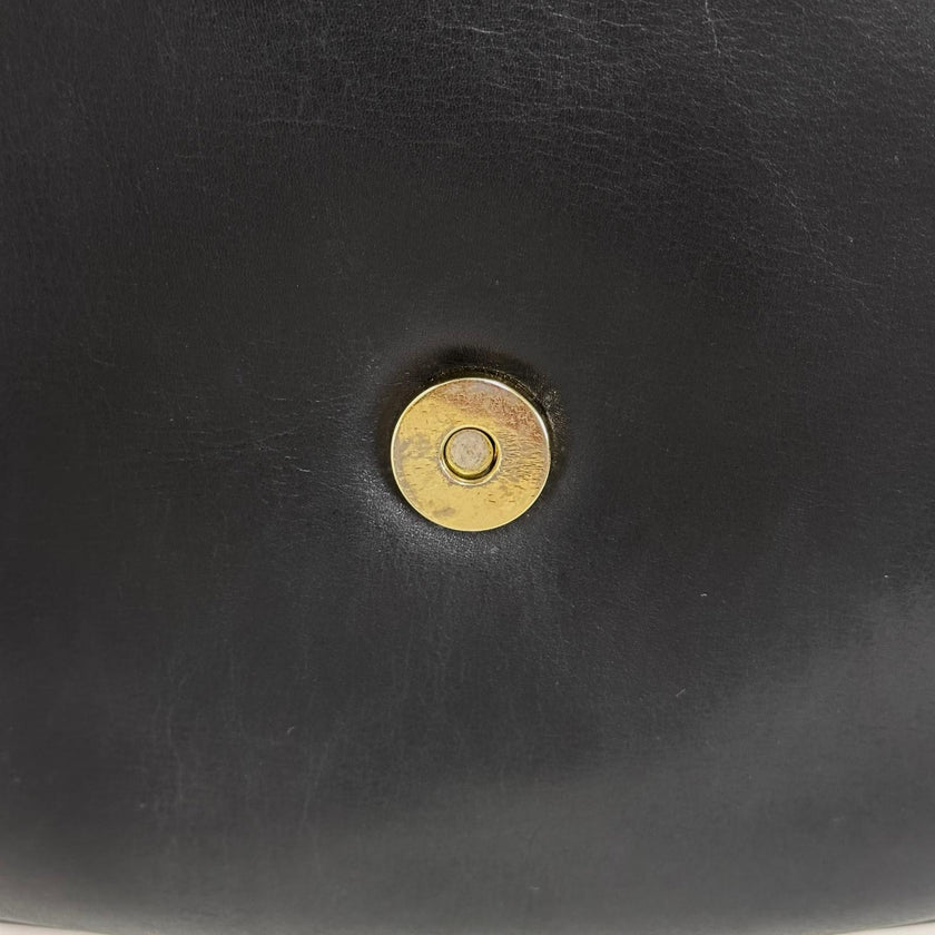 Gucci Borsa Vintage a Tracolla in Pelle Nero/Blu con Logo Dorato