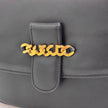 Gucci Borsa Vintage a Tracolla in Pelle Nero/Blu con Logo Dorato