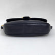 Gucci Borsa Vintage a Tracolla in Pelle Nero/Blu con Logo Dorato