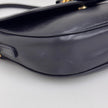 Gucci Borsa Vintage a Tracolla in Pelle Nero/Blu con Logo Dorato