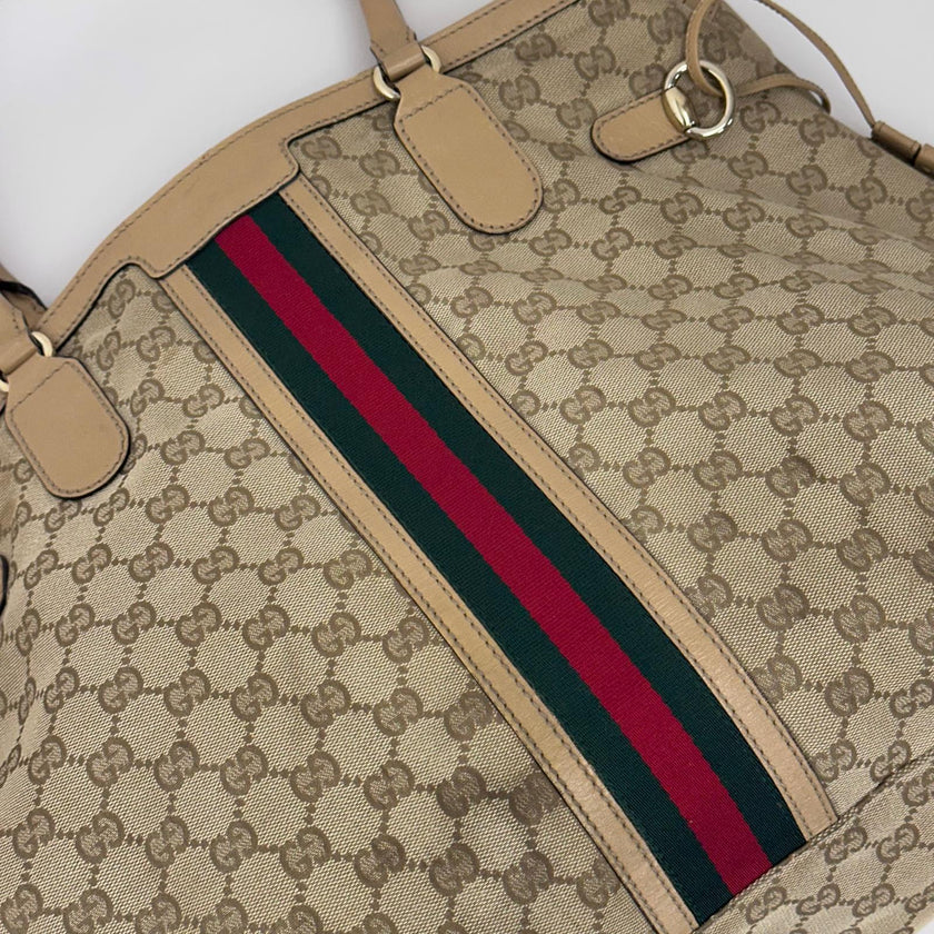 Gucci Borsa Web Large Tote Supreme in Tela GG con Nappine