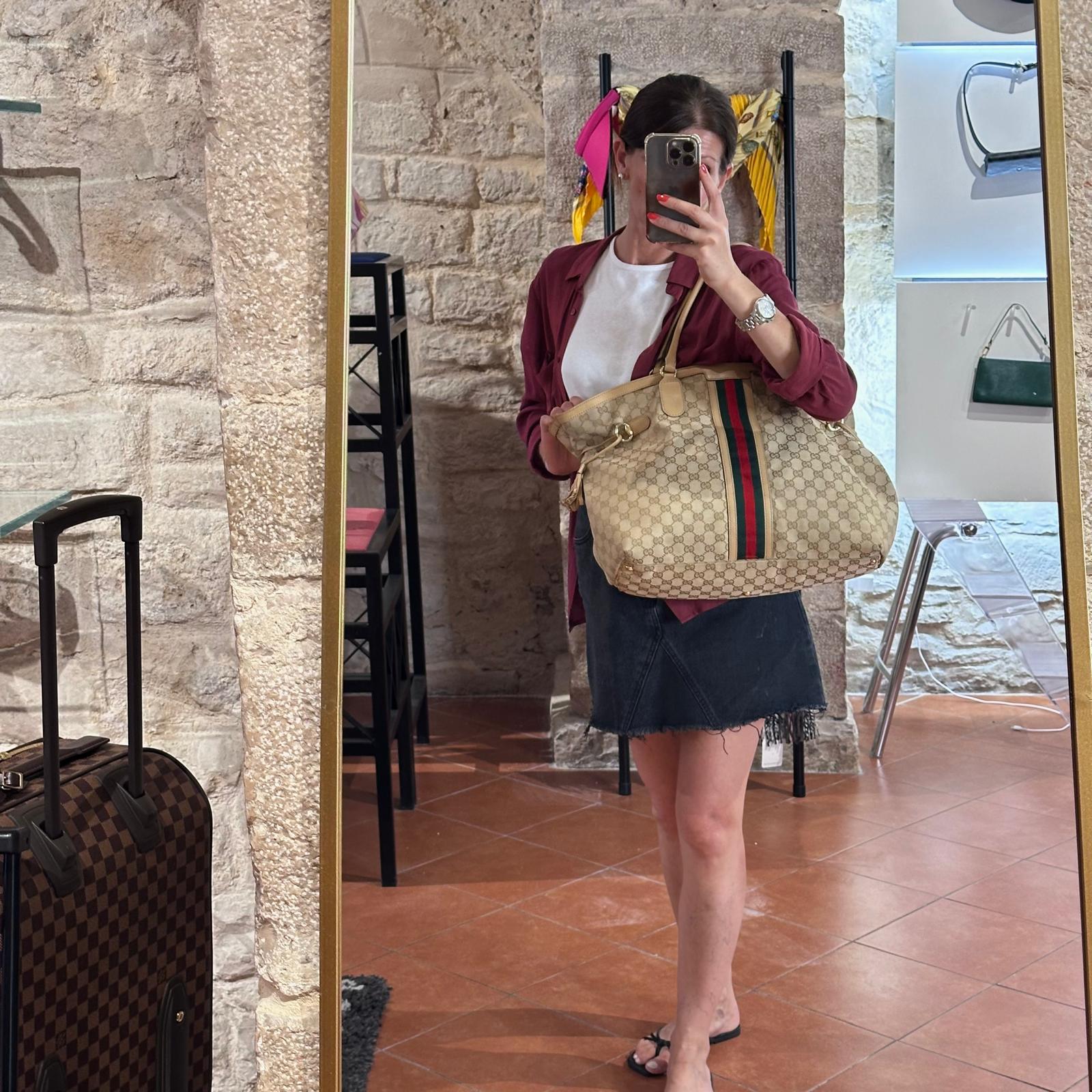 Gucci Borsa Web Large Tote Supreme in Tela GG con Nappine