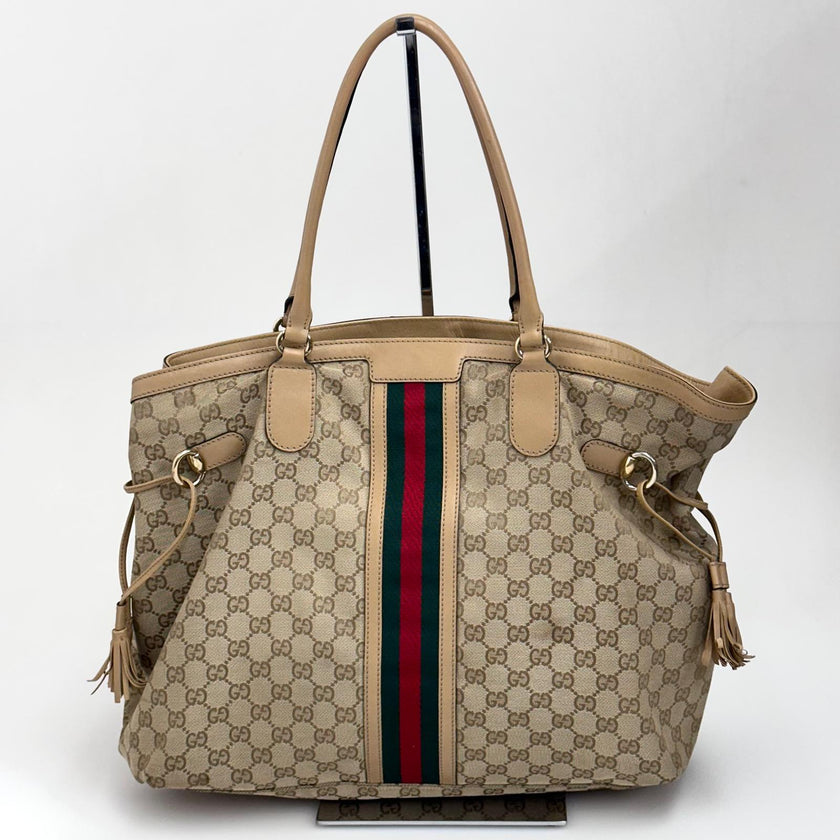 Gucci Borsa Web Large Tote Supreme in Tela GG con Nappine